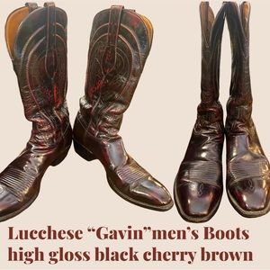 Lucchese, high gloss finish black cherry, Gavin cowboy boots size 11